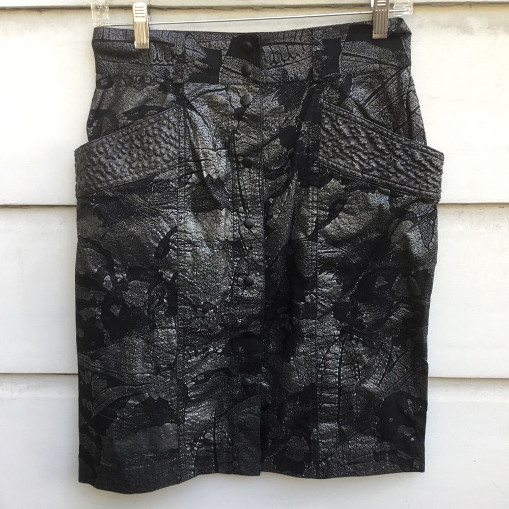 Vintage Casadei black snap front skirt with pockets and outstanding detailing 8